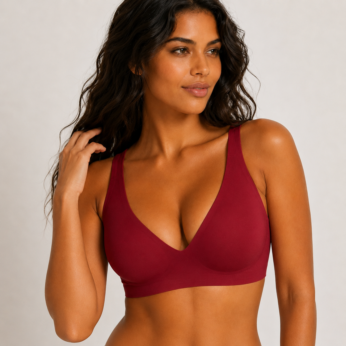 Front view of red bra