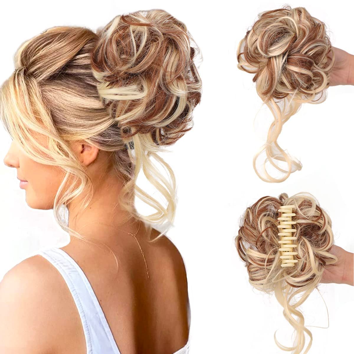 Curly Bun Hair Claw Clips