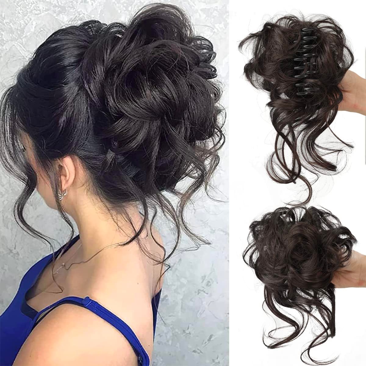 Curly Bun Hair Claw Clips