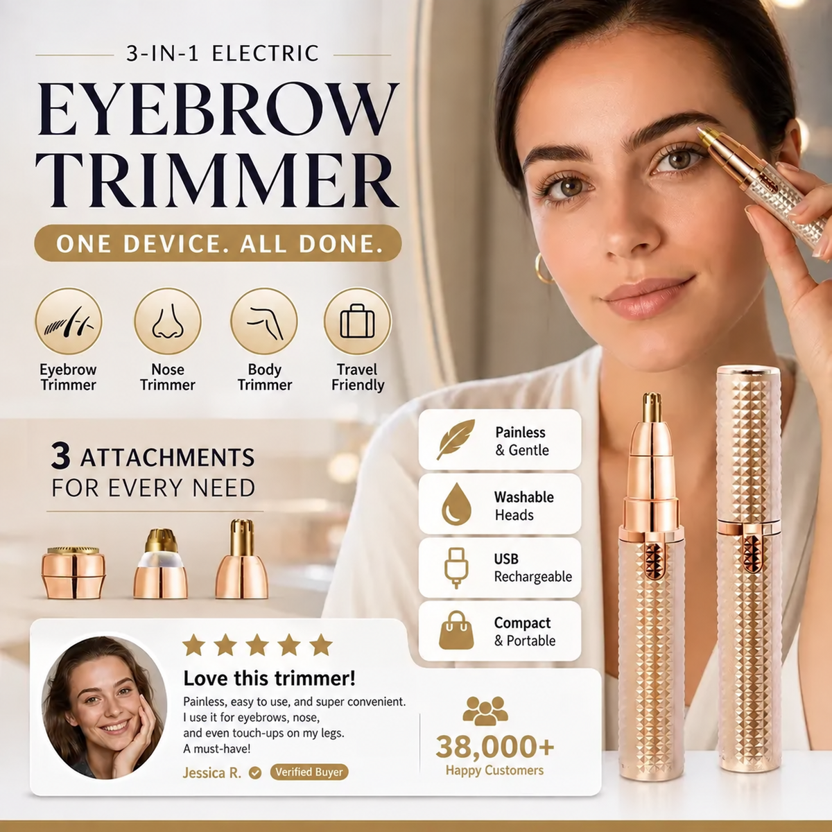 ✂️ 2026 Sale —🔥 Portable Electric Eyebrow Trimmer – Interchangeable Heads 🪒