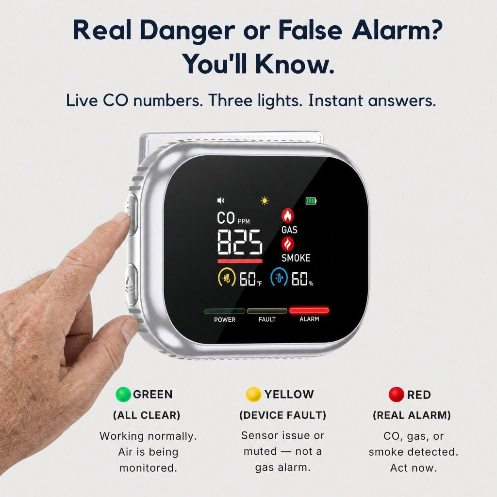 🔥6-in-1 Smoke, Gas & CO Detector